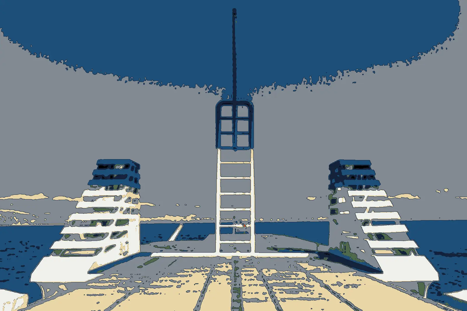 Illustration after a photo: Piraeus seen from the ferry to Aegina